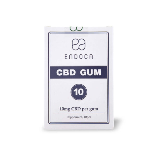 CBD Chewing Gum Endoca 150mg | 15mg per Gum - 10pcs packaging box.