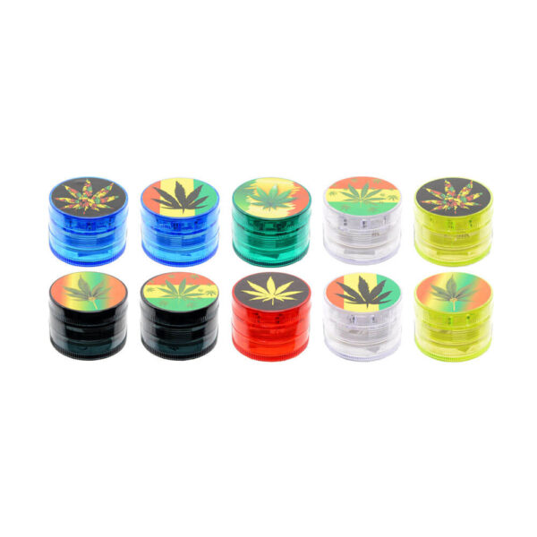 Atomic Grinder Canna 50mm consisting of 4 parts with magnetιc closure. Comes in a variety of colors with Cannabis themed designs.