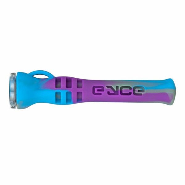 Eyce Shorty Taster - Silicone Pipe with Glass glass purple and light blue for smokers. CBD hemp flowers and THC.