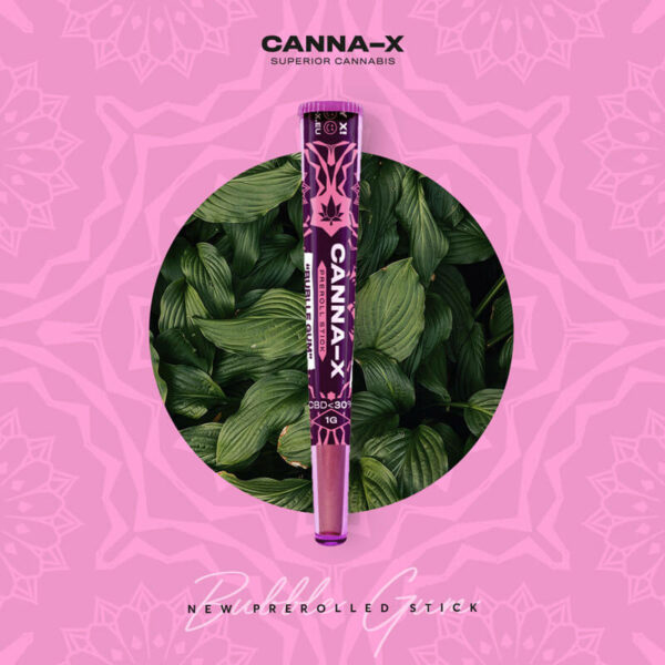 Canna-X Preroll Stick “Bubble Gum” 30% CBD Cannabidiol, weed joint.