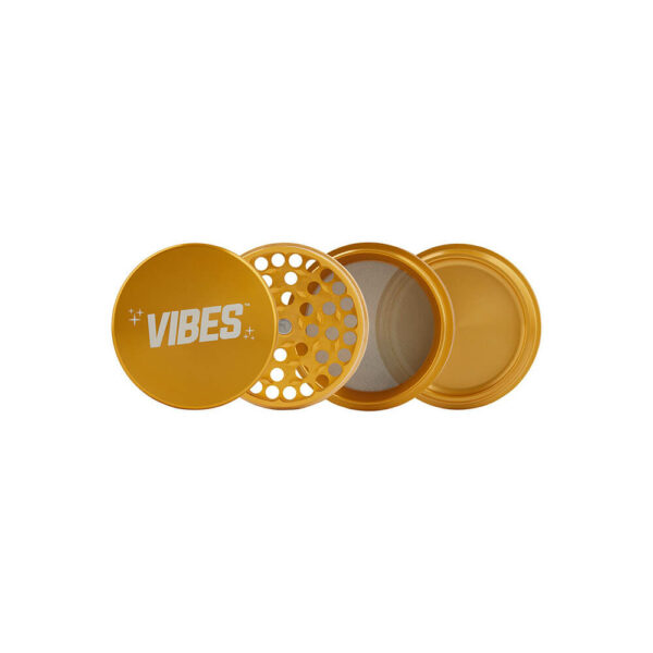 Vibes x Aerospaced Grinder Mill 4 parts for dry herb grinding.