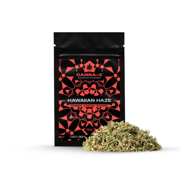 CBD Shake, cannabis flower trim of Greek Cultivation flowers from Canna_X of the Hawaiian Haze Variety in the lowest price online!