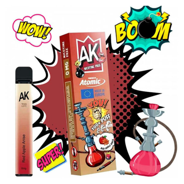 AK e-Shisha Ηλεκτρονικό Ναργιλέ Red Apple Anice - Ηλεκτρονικό Τσιγάρο Μιας Χρήσης (Nicotine Free) - AK / AROMA KING