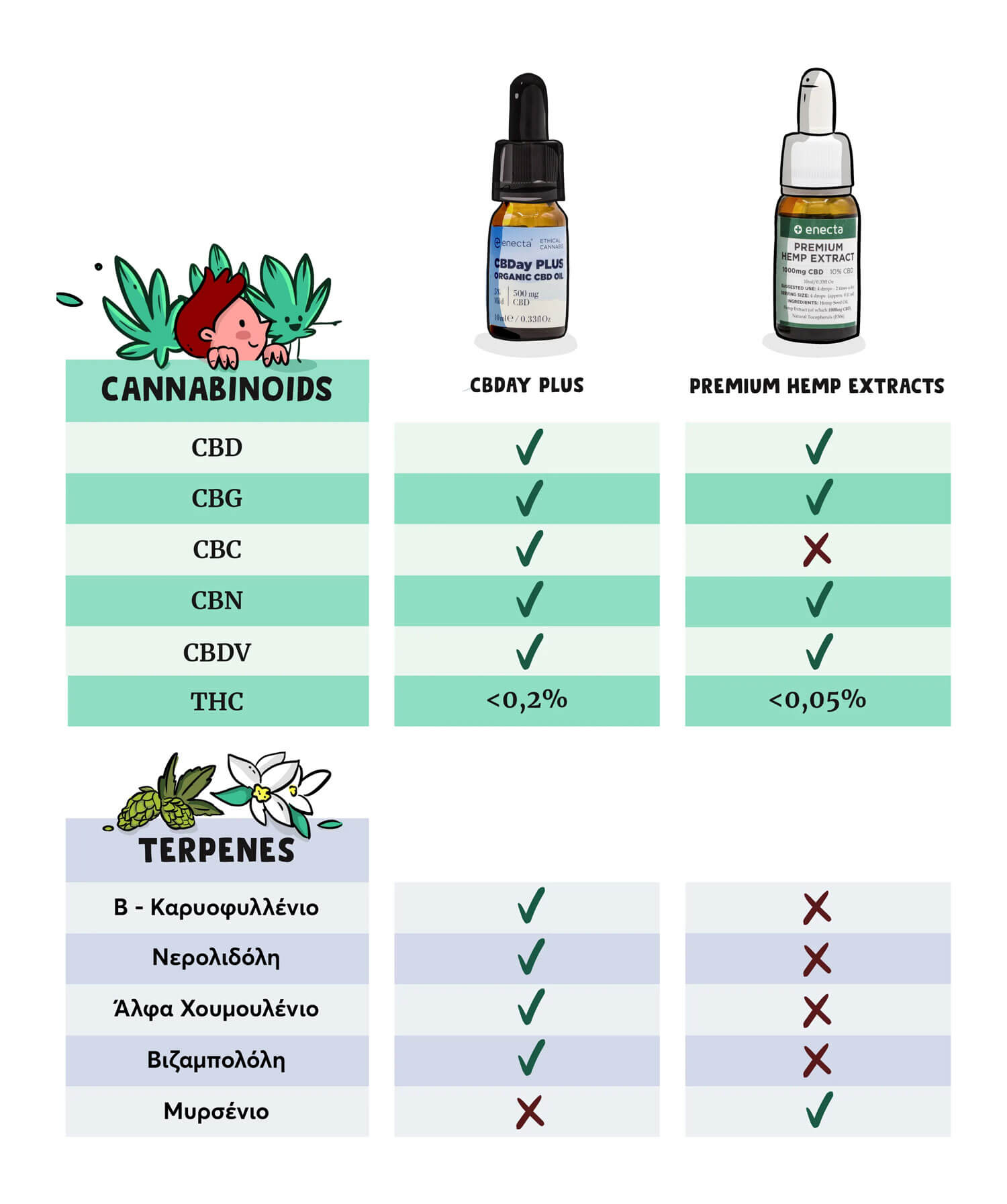 What are the main differences between CBDay Plus and CBD oil 10%
