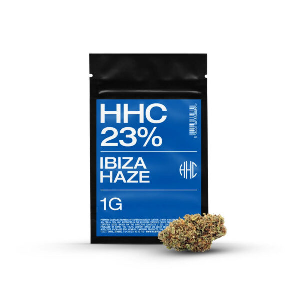 HHC Cannabis Flowsers with 23% HHC hexahydrocannabinol. Ibiza Haze strain, from the USA, buy online in Europe, Greece, Cyprus. HHC Weed.