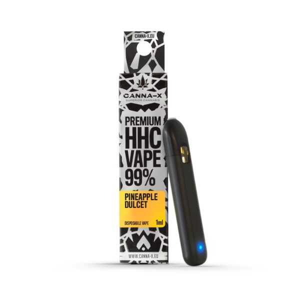 Disposable electronic cigarette Vape with HHC by Canna-X 1ml Pineapple Flavor. Wholesale and Retail Greece, Cyprus, Europe