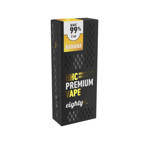 Eighty8 XL Disposable Vape 99% HHC Banana flavour on a 2ml CCELL Vape. The best HHC vape available in Europe.