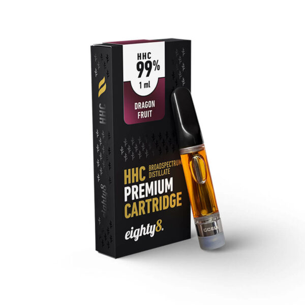 HHC Cartridge 99% by Eighty8 for Battery Vapes in many tastes. Cartridge with 510 thread for CCELL batteries. Top quality at the best price.