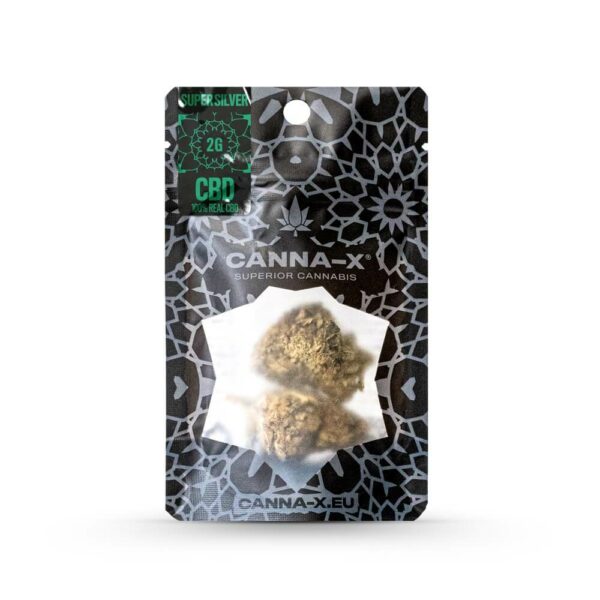 Cannabis flowers for vaping in a package of Canna-X with 19% CBD cannabidiol