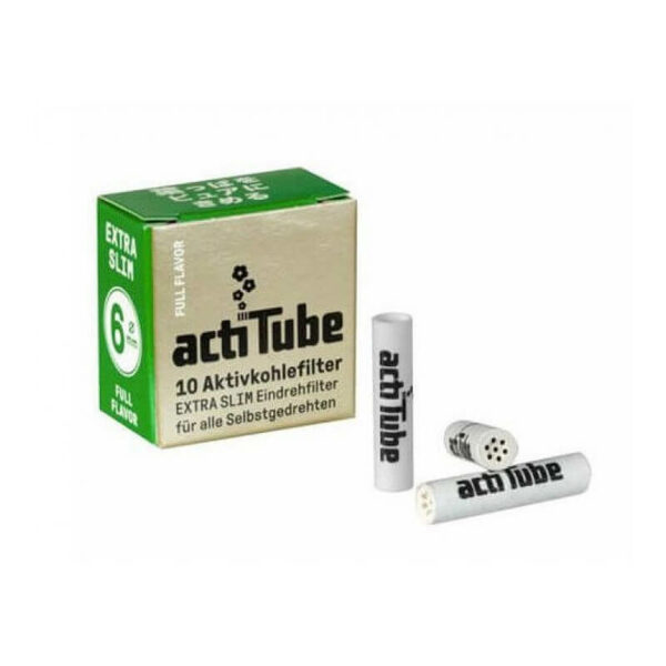 Τα Φίλτρα ActiTube Extra Slim των 6mm Ενεργού Ανθρακα, είναι το νεότερο μέλος της οικογένειας του ActiTube και είναι κατάλληλα για στριφτό τσιγάρο και πίπες καπνού 6mm.