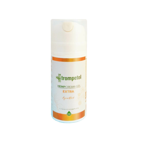 Trompetol Hemp Cream Extra Gel Ayurherb for muscle and skin relief with ayurvedic herbs.