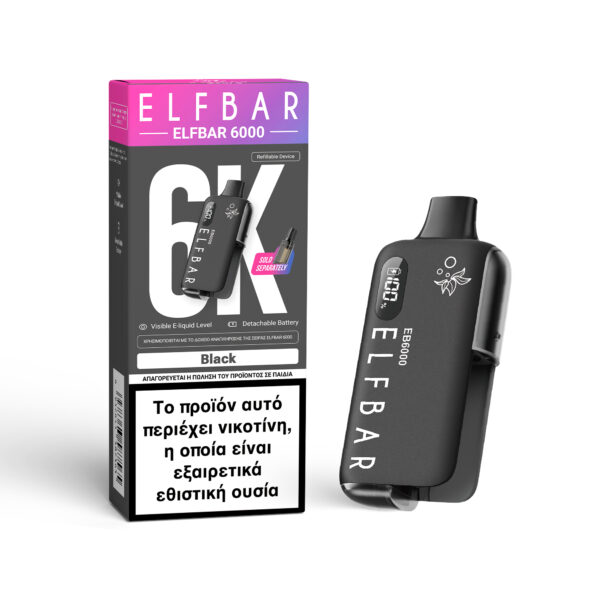 Elf Bar 6000 Ηλεκτρονικό Τσιγάρο μιας Χρήσης Black 20mg - 10ml