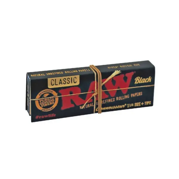 Raw Black Connoisseur 1¼ Rolling Papers + Tips